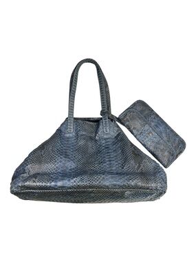 Archipelago Blue Snakeskin Leather Bag | Statement Shoulder Tote